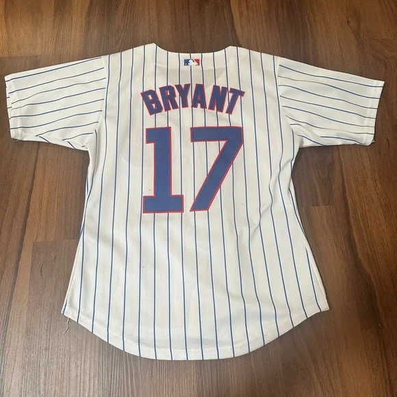Majestic Cubs White and Blue Striped Jersey - Picture 3 of 5